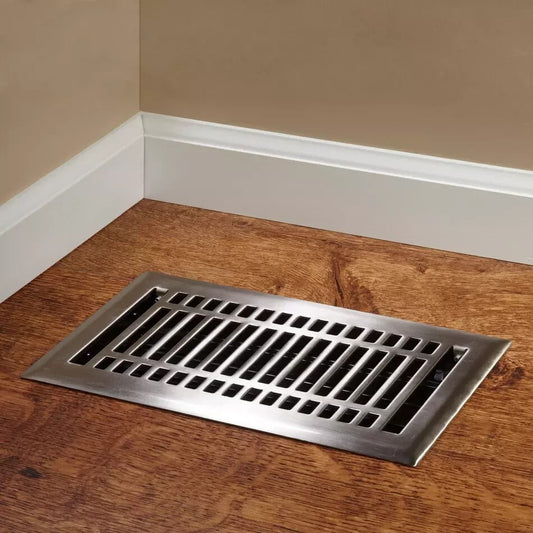 Signature Hardware - Contemporary Steel Floor Register - Almond 6" X 14"