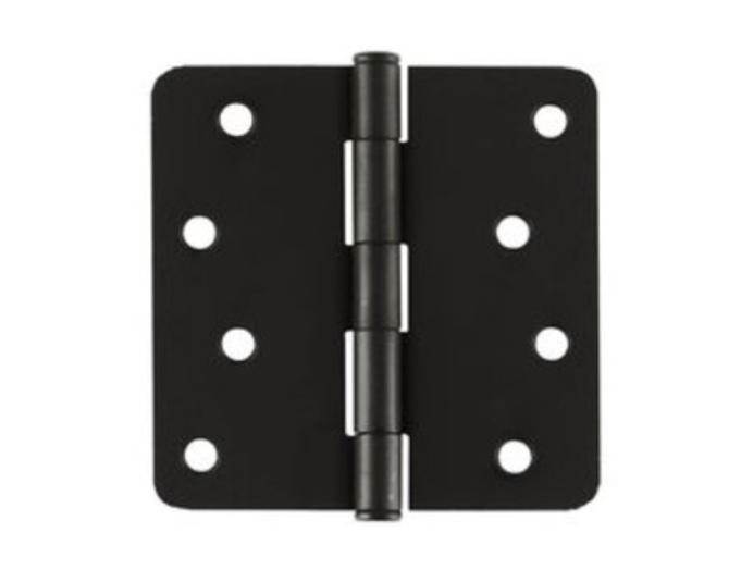 Emtek 91024US19 4"x4" Plain Bearing 1/4" Radius Corners Hinge-Flat Black (Pair)