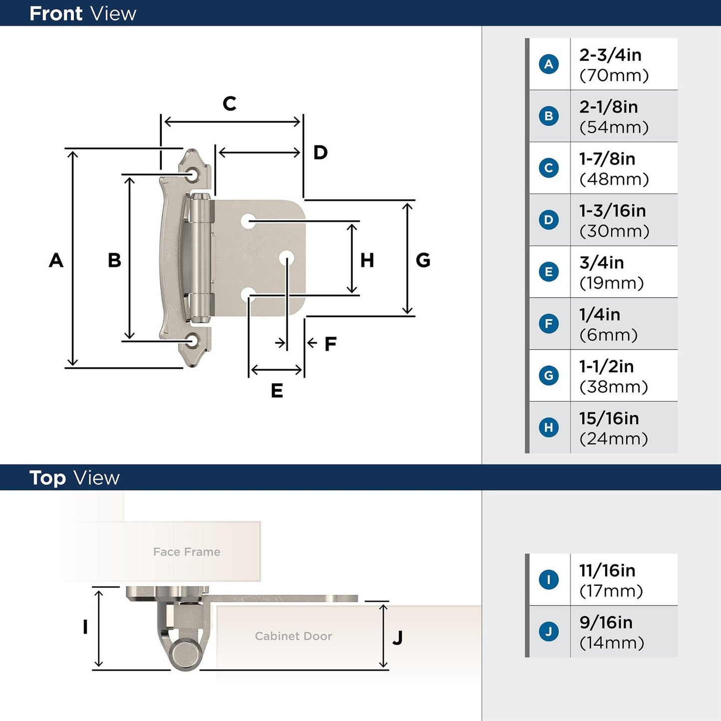 Amerock BPR7329G9 Variable Overlay Hinge, Sterling Nickel-Pair