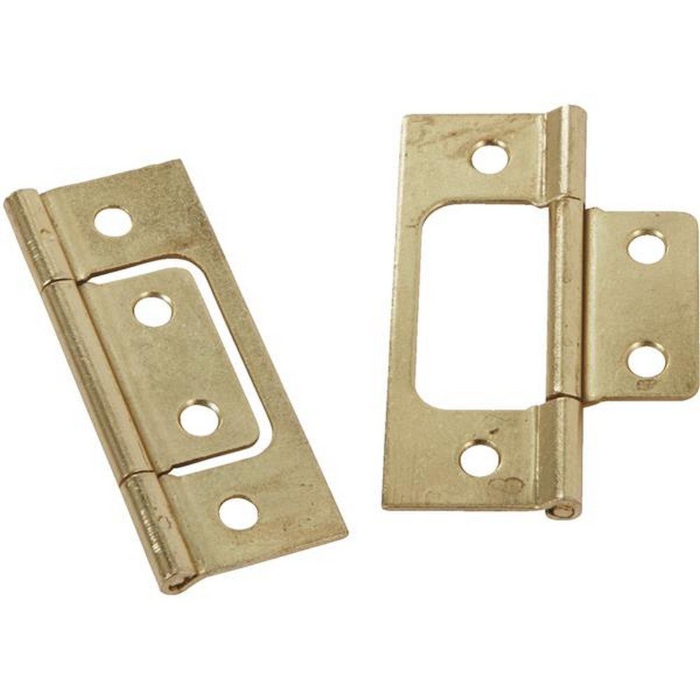 Johnson Hardware 1823PPK2 Brass-Plated Non-Mortise Hinge Set 6 pk