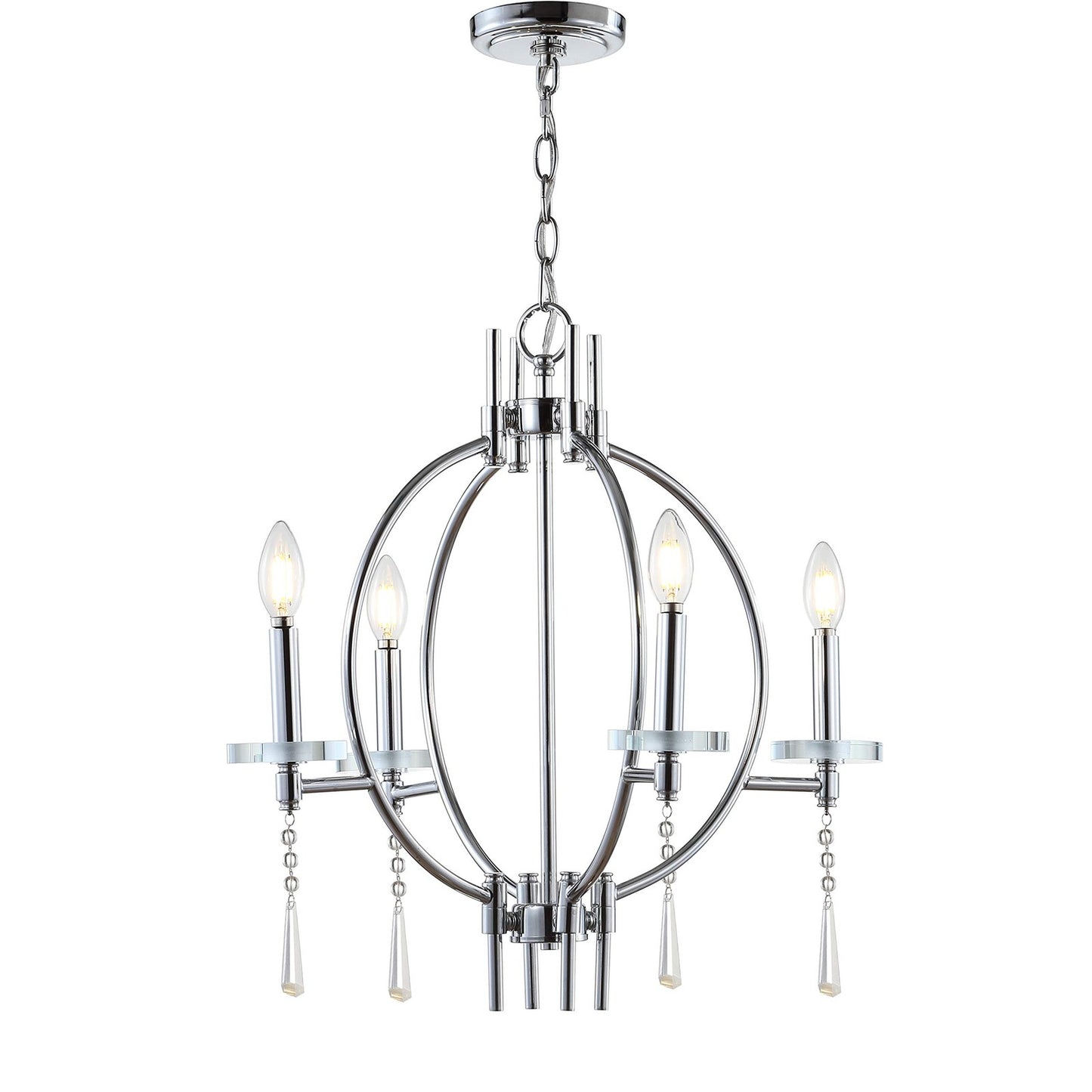 JONATHAN Y JYL7402A Laura 23" Crystal/Metal LED Chandelier Dimmable Chrome