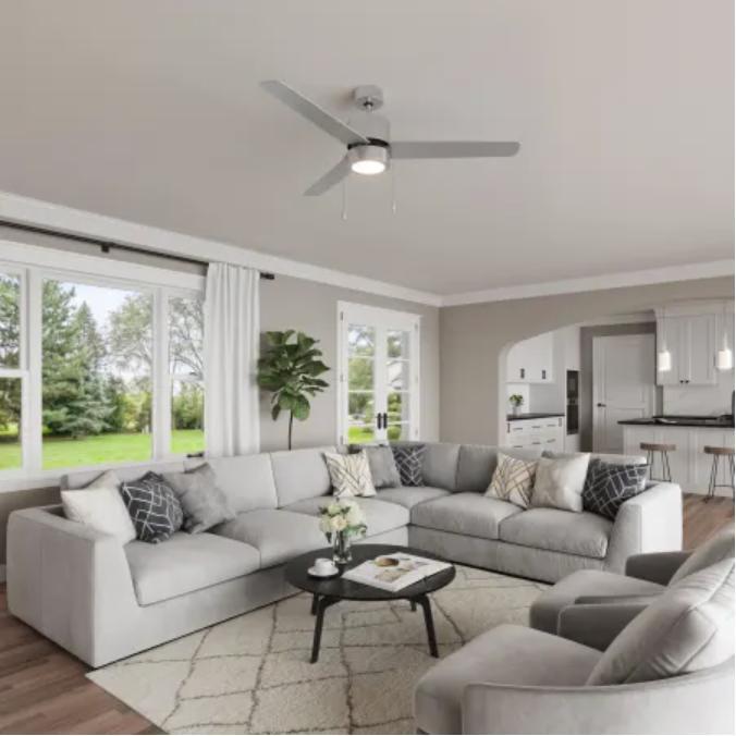 RP Lighting Aldea III 52-Inch 3 Blade Indoor Ceiling Fan LED, Brushed Nickel