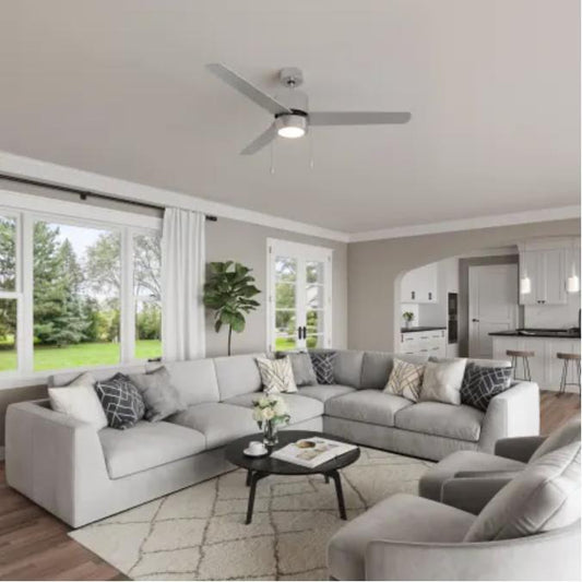 RP Lighting Aldea III 52-Inch 3 Blade Indoor Ceiling Fan LED, Brushed Nickel