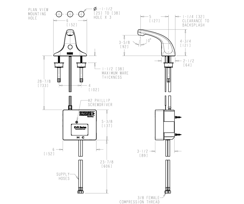 Chicago Faucets EVR-A12A-13ABCP Touchless Bathroom Sink Faucet , Polished Chrome