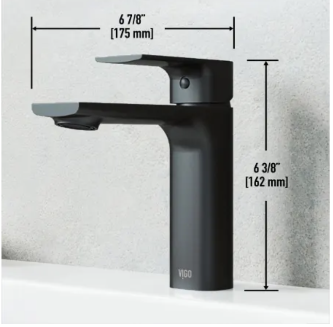 VIGO Matte Black 1 Hole Single Handle Bathroom Sink Faucet