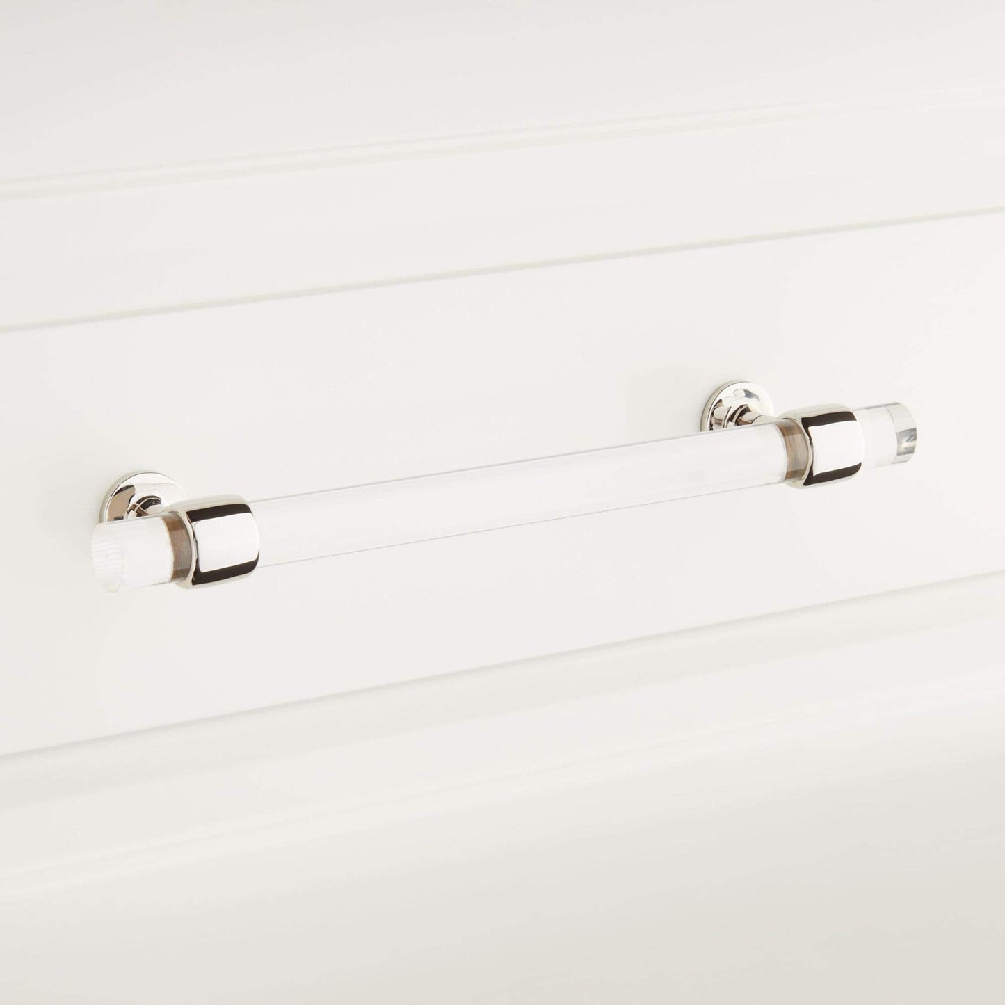 Signature Hardware 450375 6" Beryn Acrylic Cabinet Pull Polished Nickel