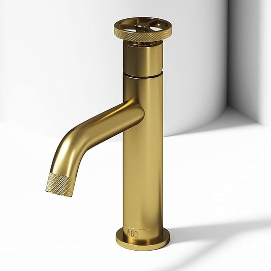 VIGO Cass Single Handle Single-Hole Bathroom Faucet Matte Brushed Gold-VG01046MG