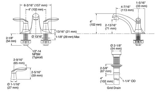 Kohler K15243-4RA-CP Coralais Centerset Bathroom Sink Faucet - Polished Chrome
