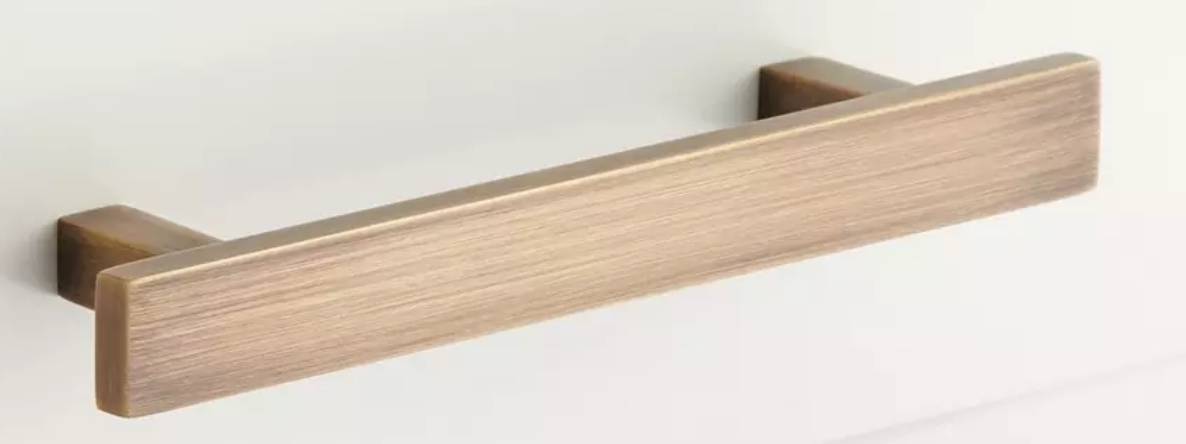 Signature Hardware - 4" Covello Solid Brass Cabinet Pull - Antique Brass