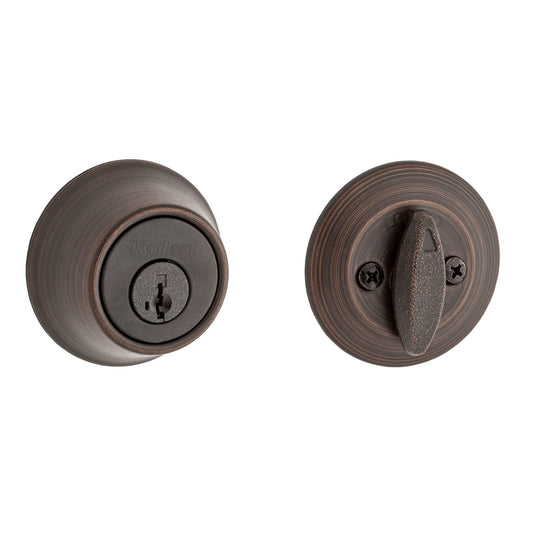 Kwikset 660 Deadbolt Lock, Venetian Bronze Round Exterior Keyed Front Entry Door