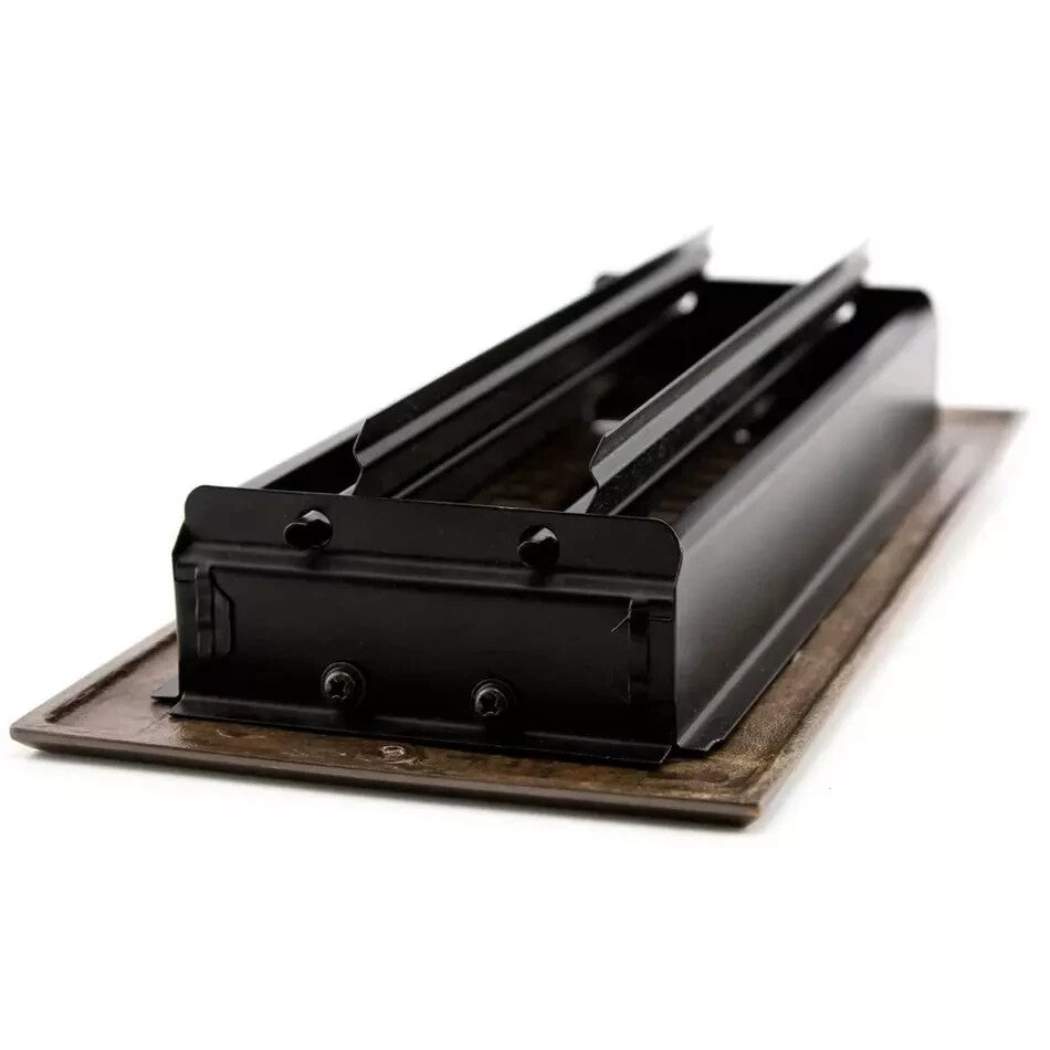 Signature HW-Modern Style Brass Floor Register w/wall Clips 4x12"-Black Powder