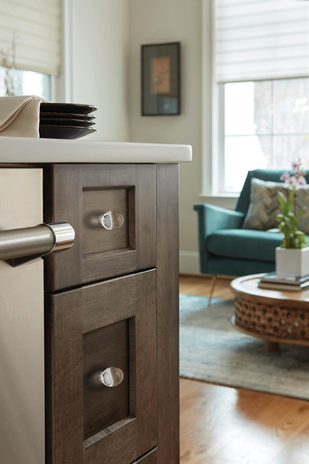 Amerock BP36651CG10 Glacio Cabinet Knob Clear/Satin Nickel 1-3/4" Length