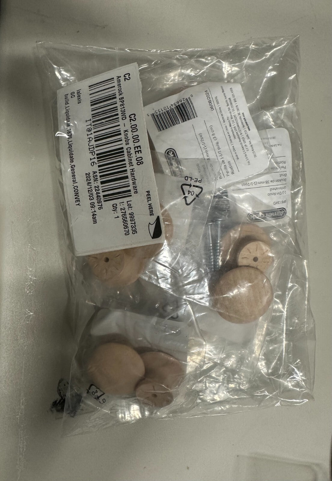 Amerock 1-1/2" Unfinished Birch Wood Knob - Pack of 14