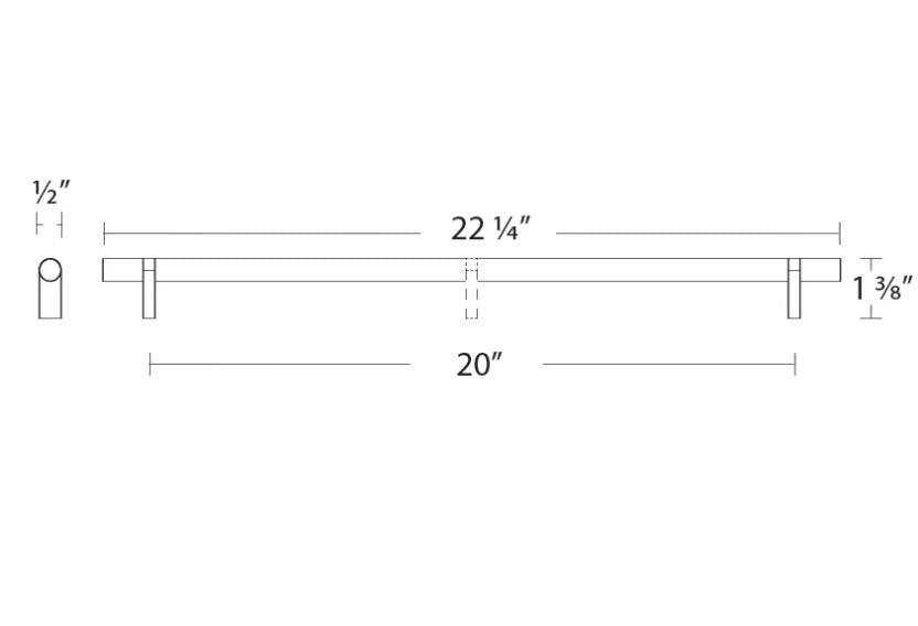 EMTEK 84160 20" Centers Rectangular Bar Stem Polished Chrome/Nickel