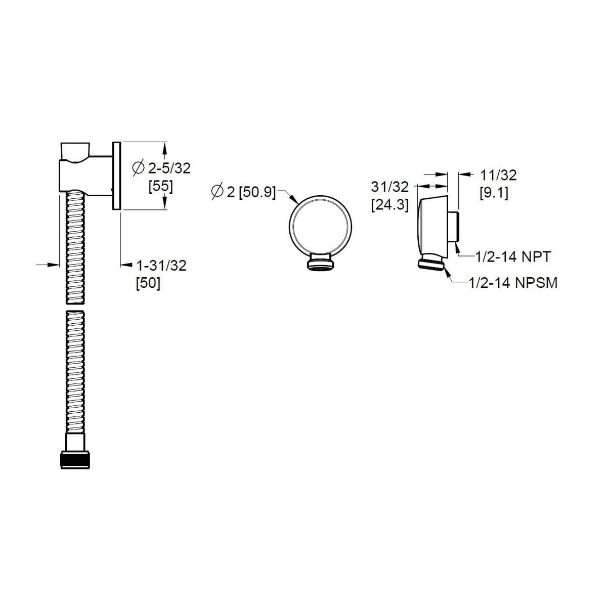 Pfister HSK-21SHWB - Round 3-Piece Mounting Kit for Hand shower - Matte Black