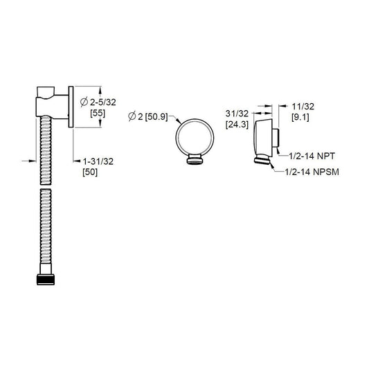 Pfister HSK-21SHWB - Round 3-Piece Mounting Kit for Hand shower - Matte Black