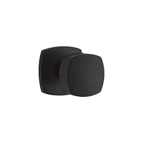 Emtek Privacy Set, Urban Modern Rosette, Freestone Knob (Flat Black)
