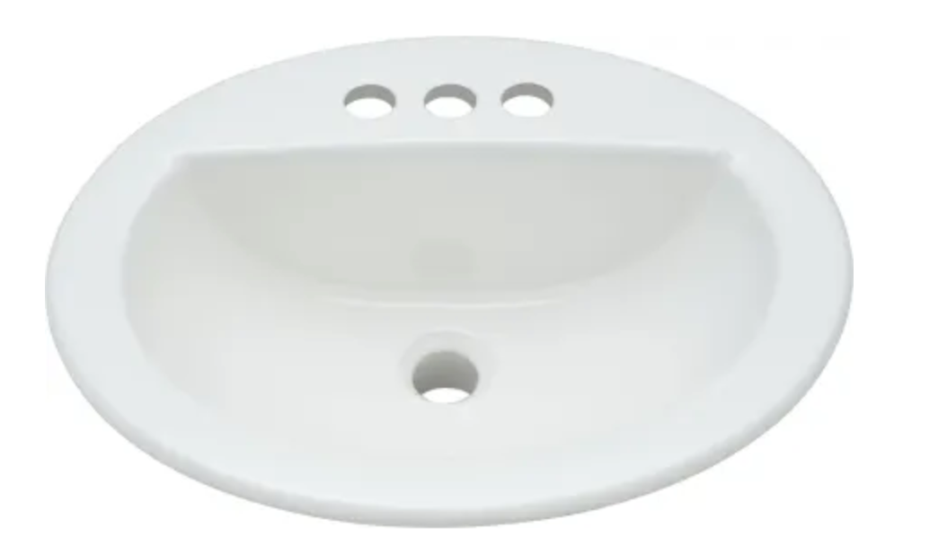 PROFLO Rockaway 19" Oval Vitreous China Drop In Bathroom Sink with Overflow and