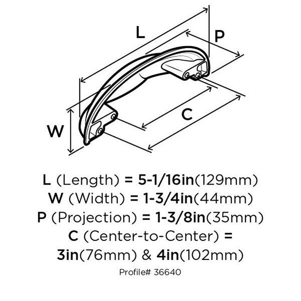 Amerock BP36640G10 Ashby 3 & 4-Inch Satin Nickel Cup Cabinet Pull