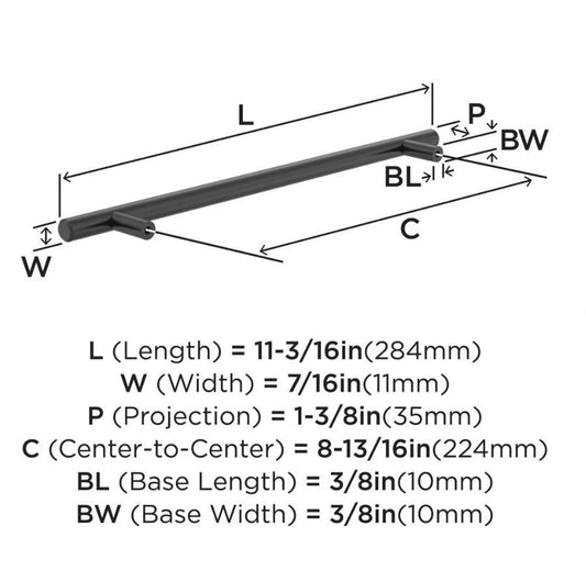 Miseno MCPCP3881BBR Springfield 8-13/16" C2C Bar Pull - Black Bronze