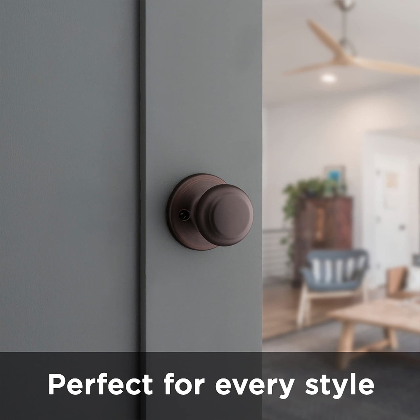 Kwikset 200CV11P Cove Interior Passage Door Knob Non-Locking Venetian Bronze