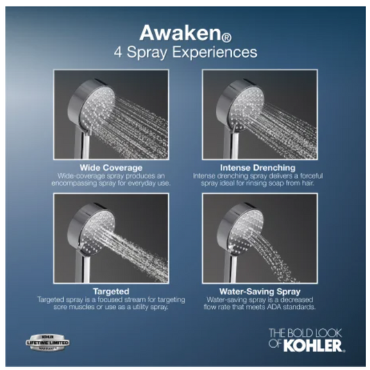 Kohler K-99899-G-CP Awaken 1.75 GPM Multi-Function Hand Shower Package Chrome