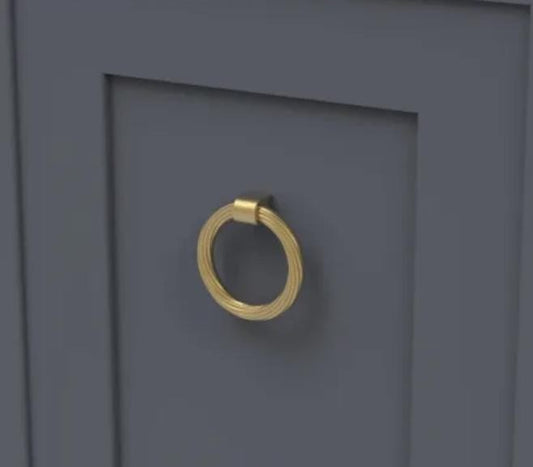 Belwith-Keeler Bijou Sybil Ring Pull 2-7/8" x 2-3/4" Brushed Golden Brass Finish