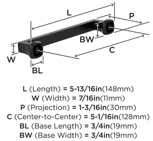 Amerock BP37062MB - 5 1/16" Centers Cabinet Pull in Matte Black