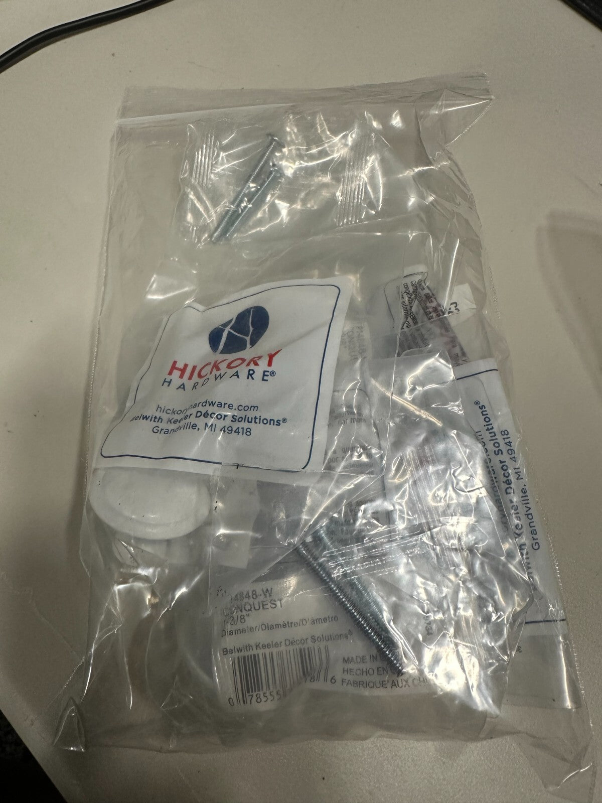 White Hickory-Belwith P14255-W Conquest Cabinet Knob Drawer Pull-White - 4-Pack