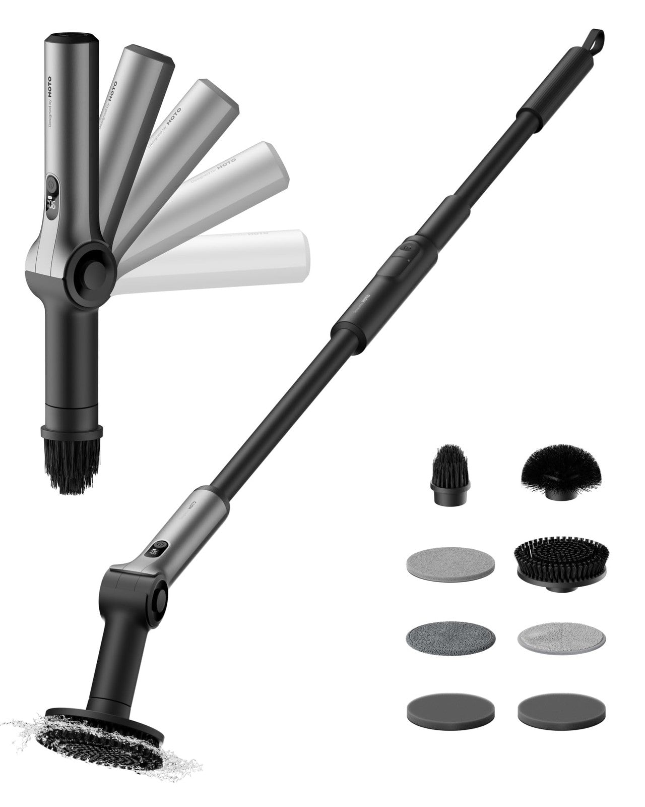 HOTO Flexi™ Cordless Electric Spin Scrubber with 8 Replaceable Brush Heads