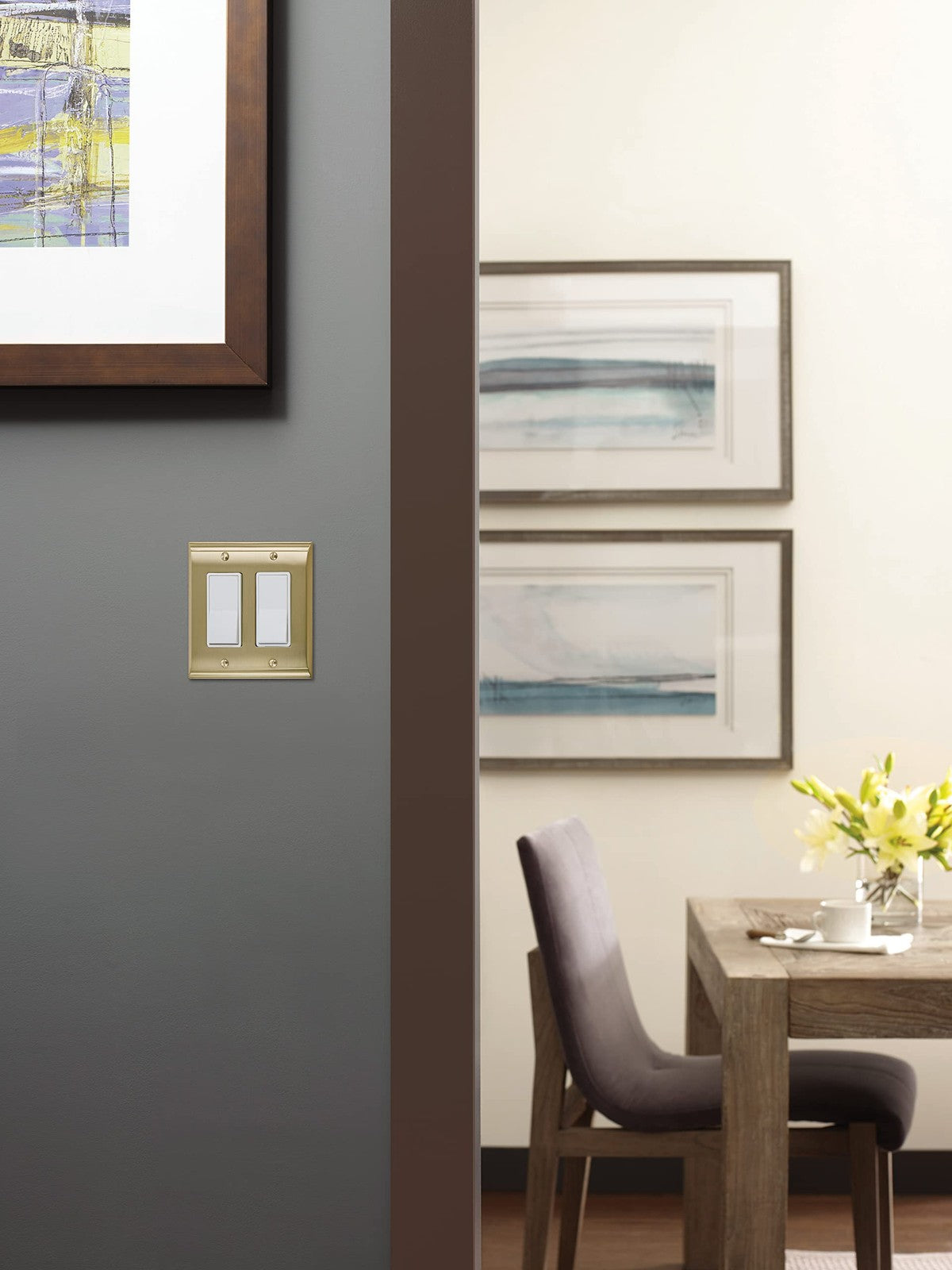 Amerock BP36505BBZ Wall Plate Golden Champagne 2 Rocker Switch Plate Cover