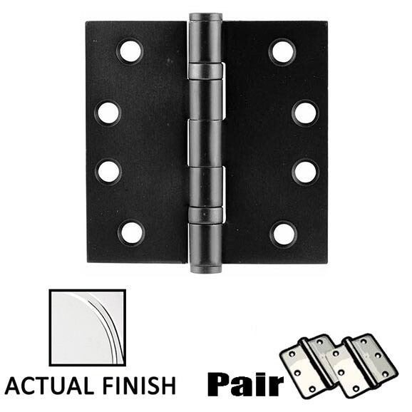 4" X EMTEK-4" Square Steel Heavy Duty Ball Bearing Hinge-Polished Chrome (Pair)