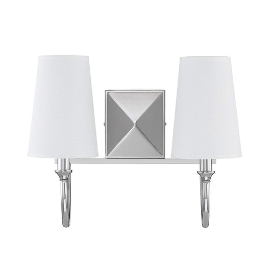 Savoy House 8-2542-2-109 White Fabric Bath Vanity Wall Light, 12" H x 15" W