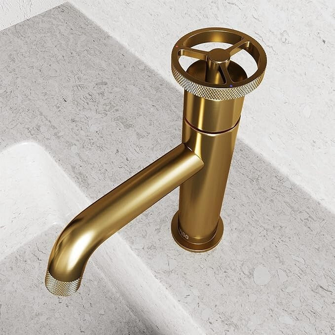 VIGO Cass Single Handle Single-Hole Bathroom Faucet Matte Brushed Gold-VG01046MG