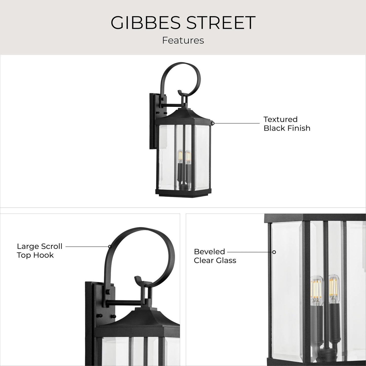 Gibbes Street Collection 2-Light Clear Beveled Glass New Traditional Outdoor