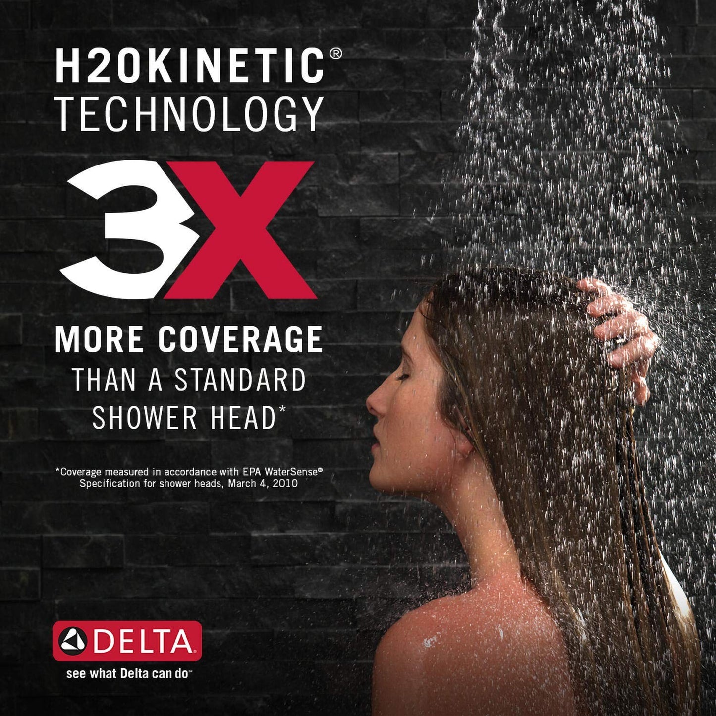Delta 51799-PR 3-Spray H2Okinetic Slide Bar Hand Shower w/Hose Lumicoat Chrome