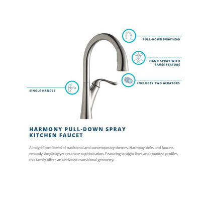 Elkay Harmony LKHA4031CR One Hole Kitchen Faucet Pull-down Lever Handle Chrome