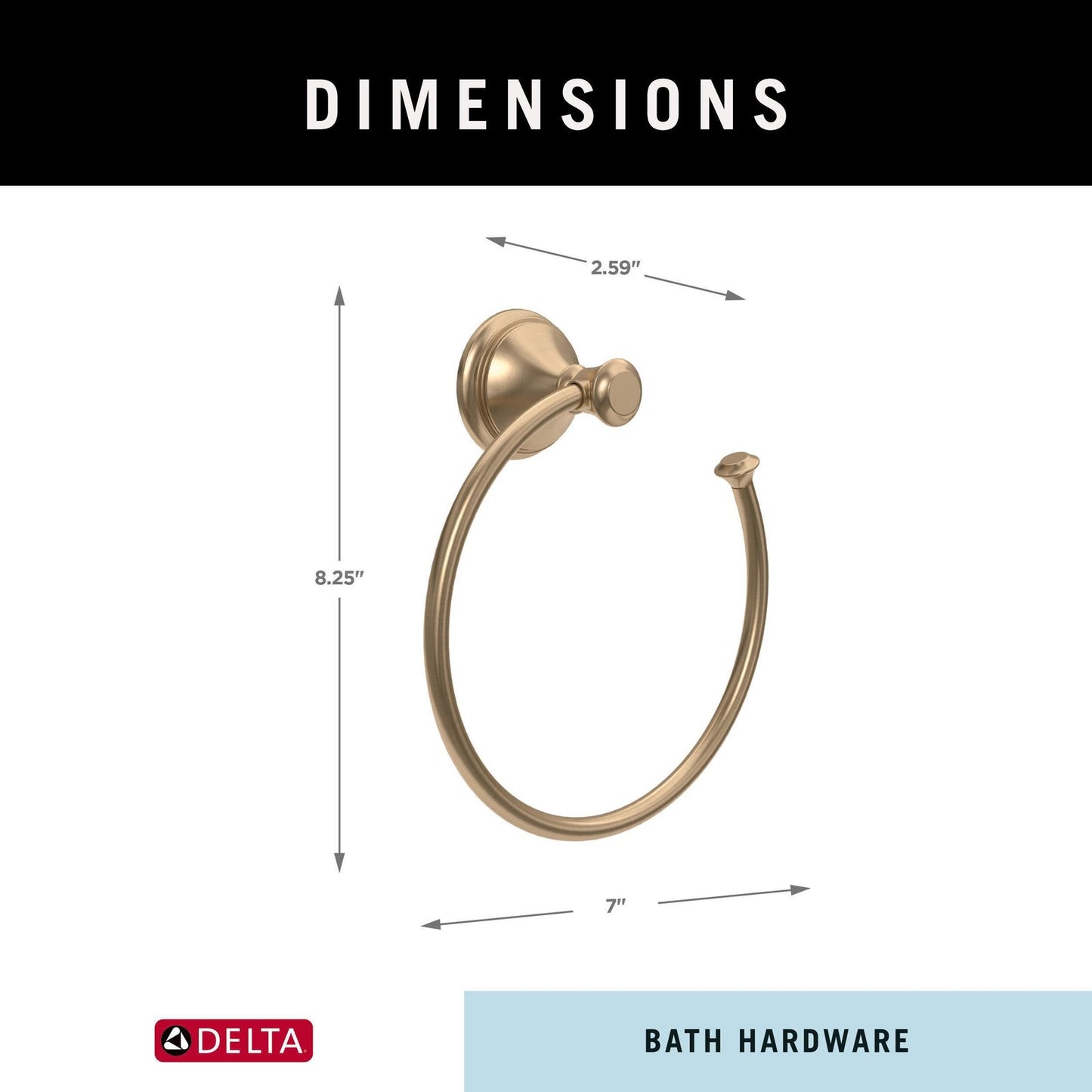 Delta Cassidy Hand Towel Holder Champagne Bronze 79746-CZ