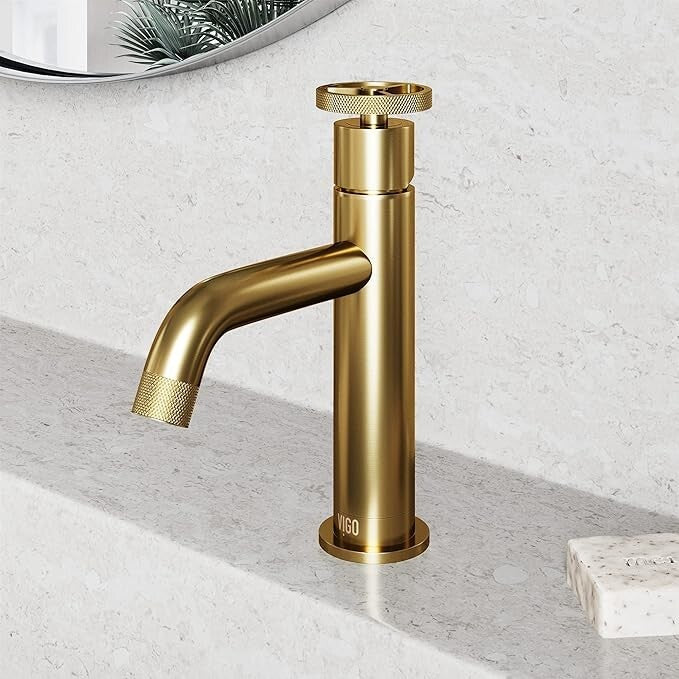 VIGO Cass Single Handle Single-Hole Bathroom Faucet Matte Brushed Gold-VG01046MG