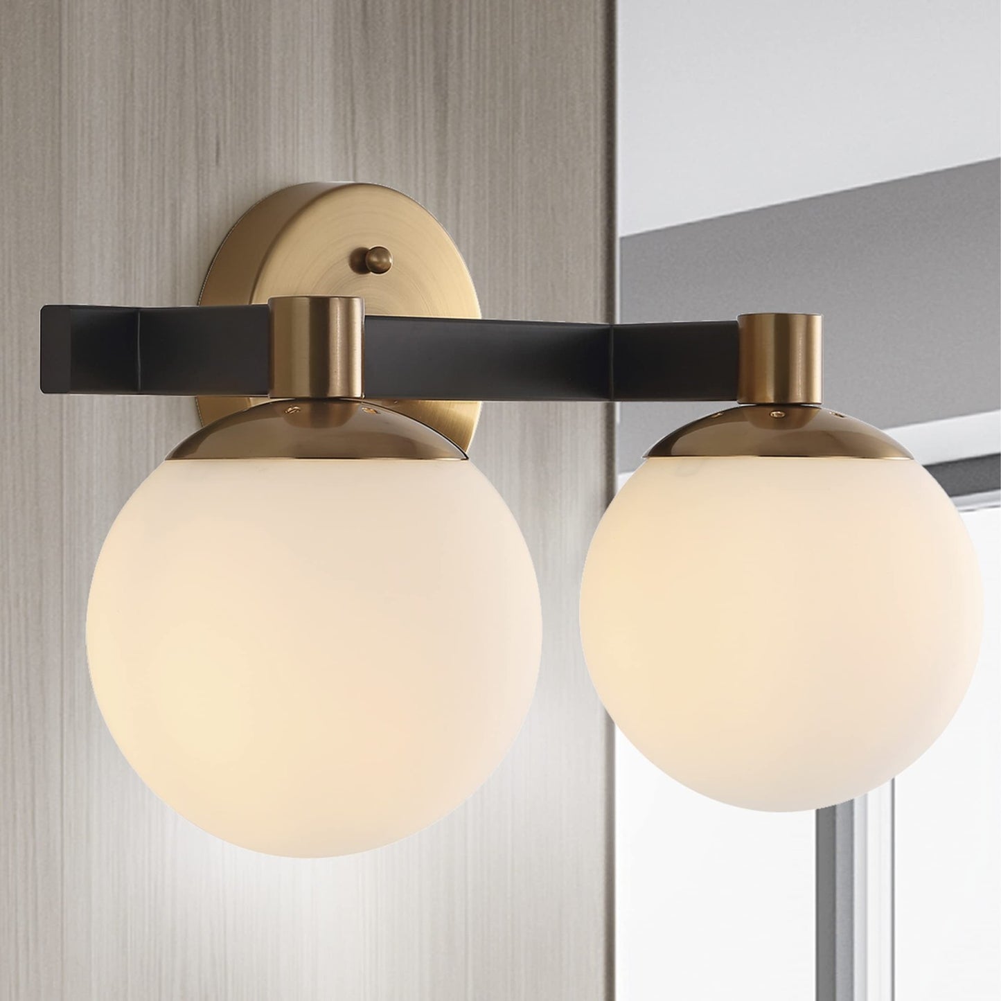 JONATHAN Y JYL3541A Modernist Globe 15.25" 2-Light LED Vanity 2700K LED