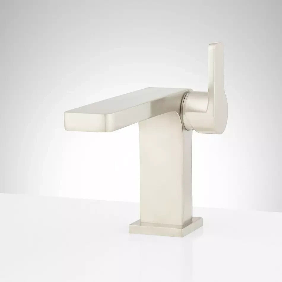 Signature Hardware - Hibiscus Single-Holte Bathroom Faucet - Brushed Nickel