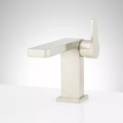 Signature Hardware - Hibiscus Single-Holte Bathroom Faucet - Brushed Nickel