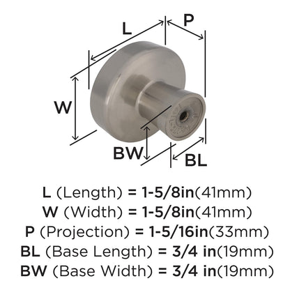 Amerock BP55272G10 Blackrock Cabinet Knob Satin Nickel 1-5/8" Diameter