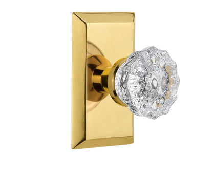 Nostalgic Warehouse 717750 Studio Plate Crystal Glass Knob Privacy Polished Bras