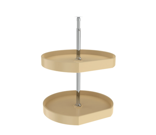 Rev-A-Shelf LD-2262-32-15-1 20" D Shape 2 Tiered Polymer Lazy Susan, Almond