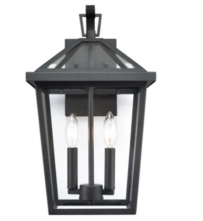 Millennium Lighting Mensun 2 Light 18" Outdoor Wall Sconce w/Clear Glass-Black