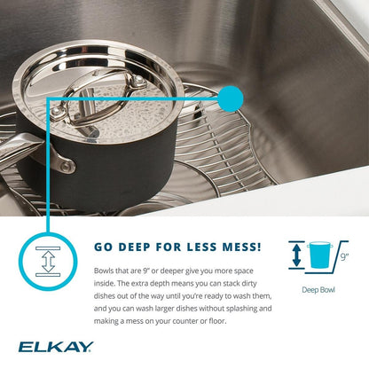 Elkay Lustertone DLR2219103 Single Bowl Top Mount Stainless Steel Sink