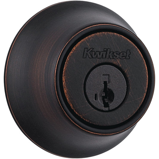 Kwikset 660 Deadbolt Lock, Venetian Bronze Round Exterior Keyed Front Entry Door