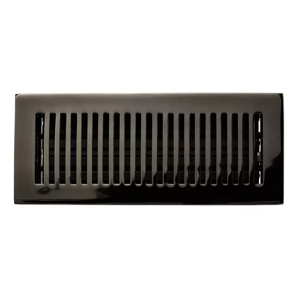 Signature HW-Modern Style Brass Floor Register w/wall Clips 4x12"-Black Powder