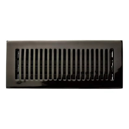 Signature HW-Modern Style Brass Floor Register w/wall Clips 4x12"-Black Powder